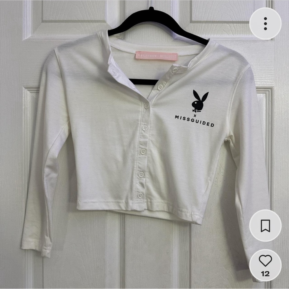 Playboy x Missguided Cropped Long Sleeve Button Up